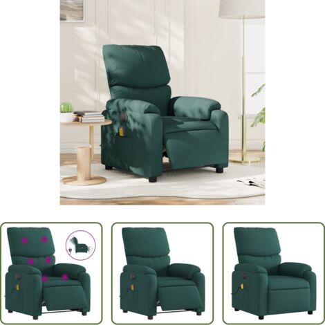 vidaXL Vibración -  Sillón reclinable de masaje eléctrico tela verde oscuro
