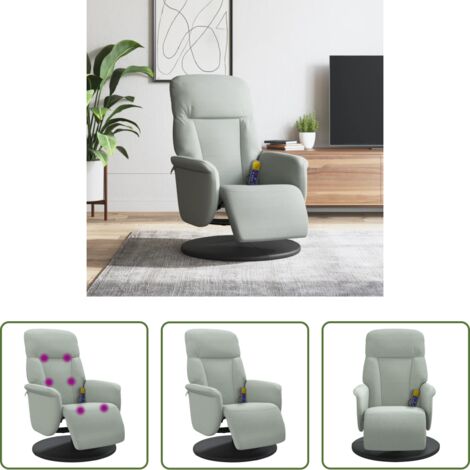 vidaXL Vibración -  Sillón reclinable masaje con reposapiés terciopelo gris claro