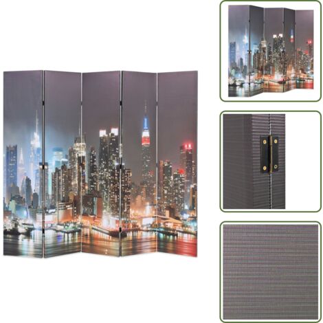 VidaXL - vidaXL Biombo divisor plegable 200x170 cm Nueva York de noche - VidaXL Nueva York