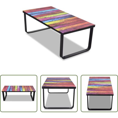 vidaXL Vidrio templado -  Mesa de centro con superficie con estampado de arco iris