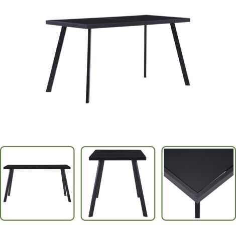 vidaXL Vidrio templado -  Mesa de comedor de vidrio templado negro 140x70x75 cm
