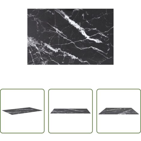 vidaXL Vidrio templado -  Tablero mesa diseño mármol vidrio templado negro 100x62 cm 8 mm