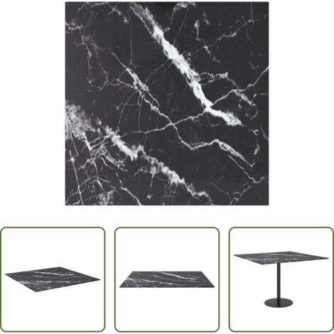 vidaXL Vidrio templado -  Tablero mesa diseño mármol vidrio templado negro 60x60 cm 6 mm