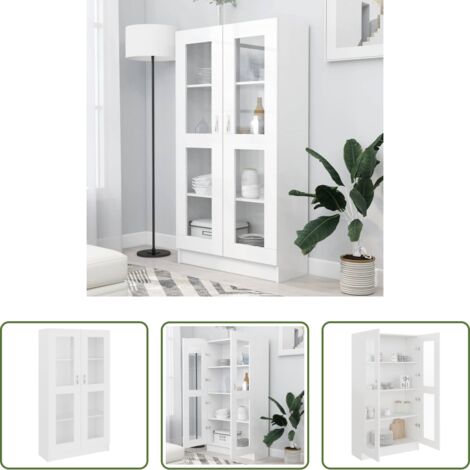 vidaXL Vitrina de madera -  Vitrina de madera contrachapada blanco 82,5x30,5x150 cm