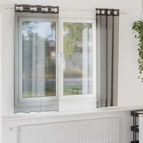 vidaXL Voile Curtains with Grommets 2 pcs Black 140x175 cm