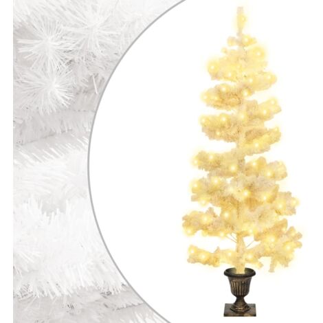 vidaXL Vorgeleuchteter Spiral-Weihnachtsbaum mit weißem Topf 120 cm PVC