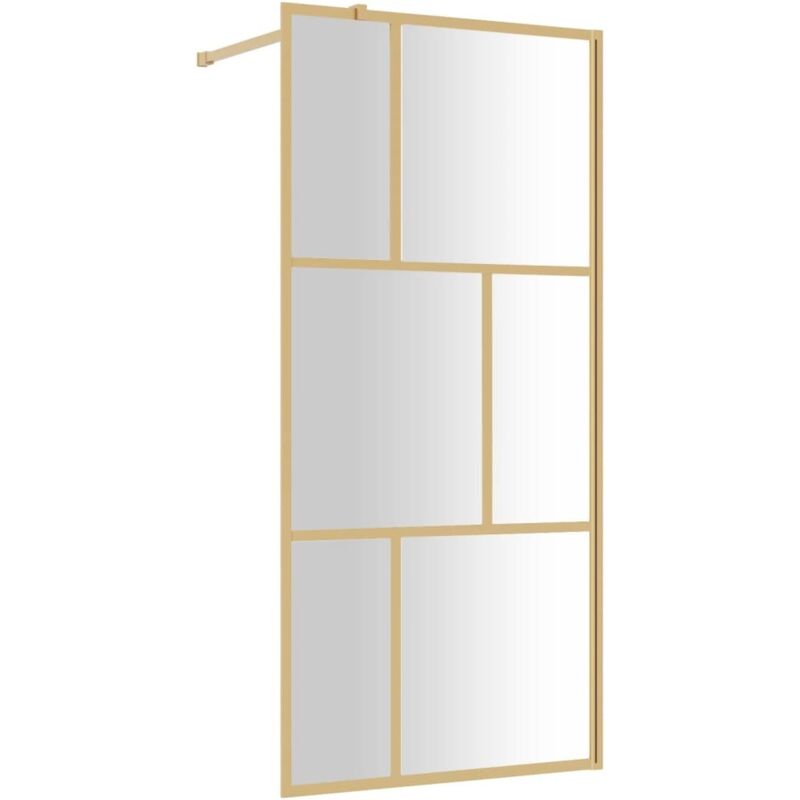 Walk-in Shower Wall With Clear Esg Glass Gold 90x195 Cm Vidaxl