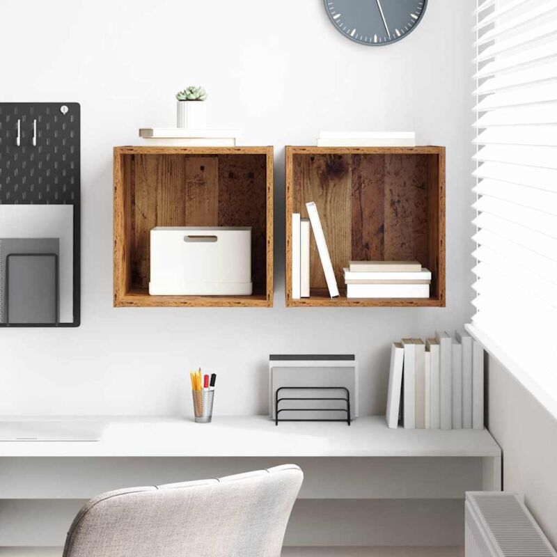 Wall Cabinet 2 Pcs Old Wood 37 X 37 X 37 Cm Engineered Wood Vidaxl