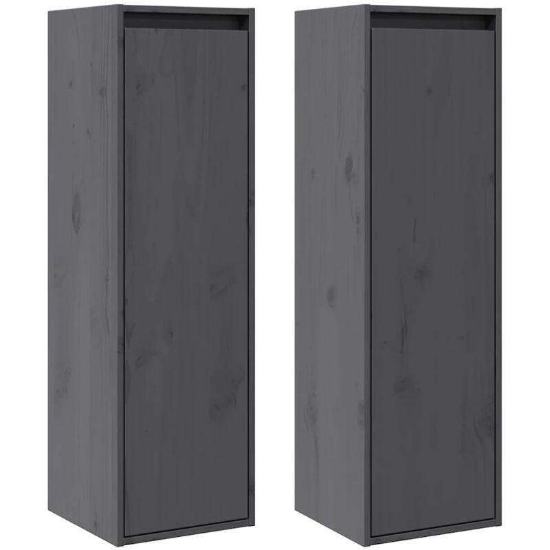 Wall Cabinets 2 Pcs Grey 30x30x100 Cm Solid Pinewood Vidaxl