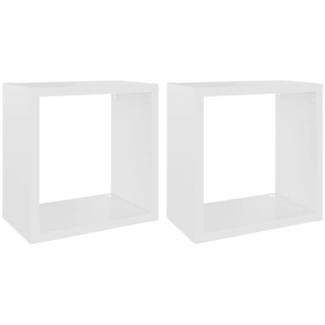 main image of "vidaXL Wall Cube Shelves 2 pcs White 26x15x26 cm - White"