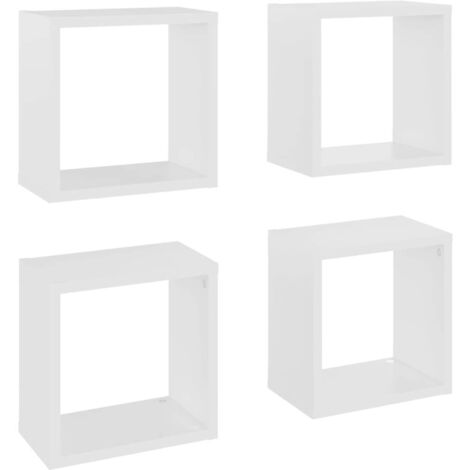 main image of "vidaXL Wall Cube Shelves 4 pcs White 26x15x26 cm - White"