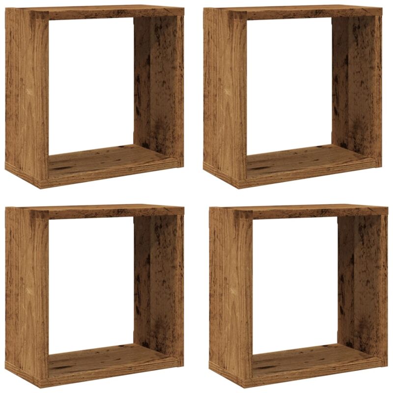 Wall Cube Shelves 4 Pcs Old Wood 30x15x30 Cm Engineered Wood Vidaxl