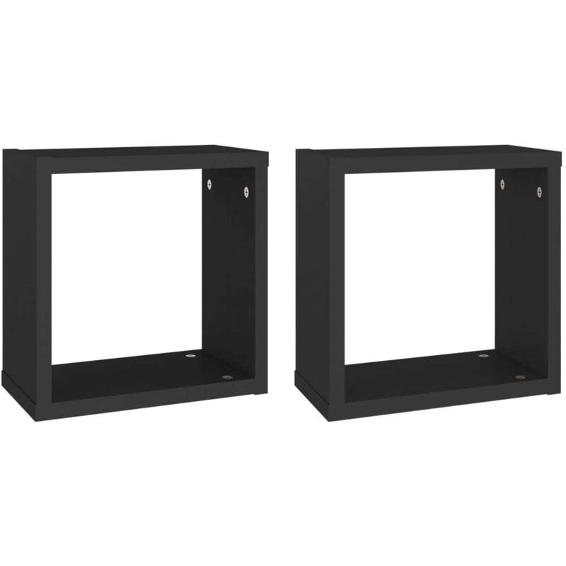 Wall Cube Shelves 2 pcs Black 30x15x30 cm Vidaxl Black
