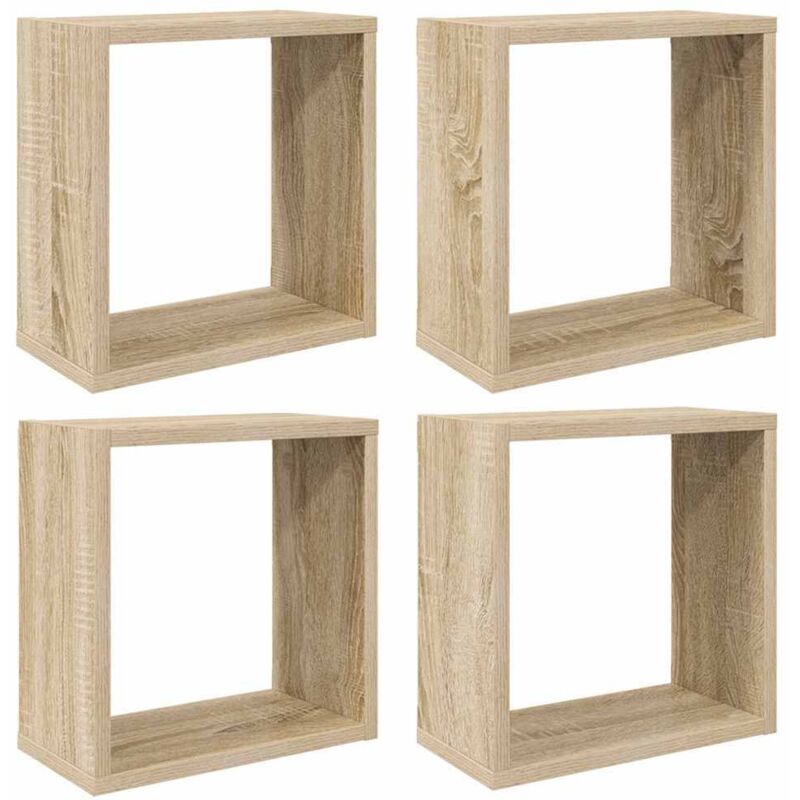 Wall Cube Shelves 4 Pcs Sonoma Oak 30x15x30 Cm Vidaxl