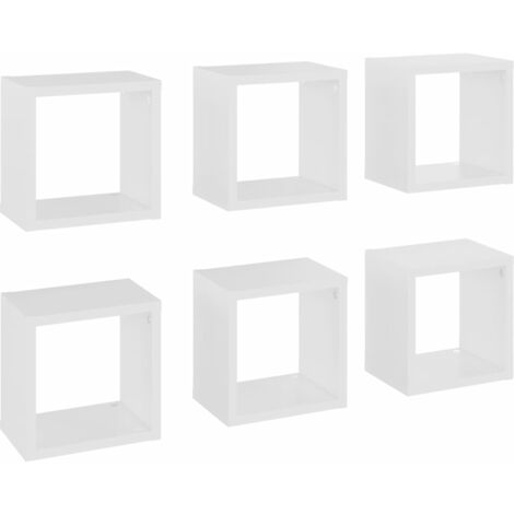 main image of "vidaXL Wall Cube Shelves 6 pcs White 22x15x22 cm - White"