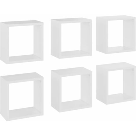 main image of "vidaXL Wall Cube Shelves 6 pcs White 26x15x26 cm - White"