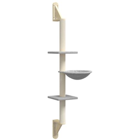 vidaXL Wall-mounted Cat Tree with Scratching Post Light Grey 142,5 cm