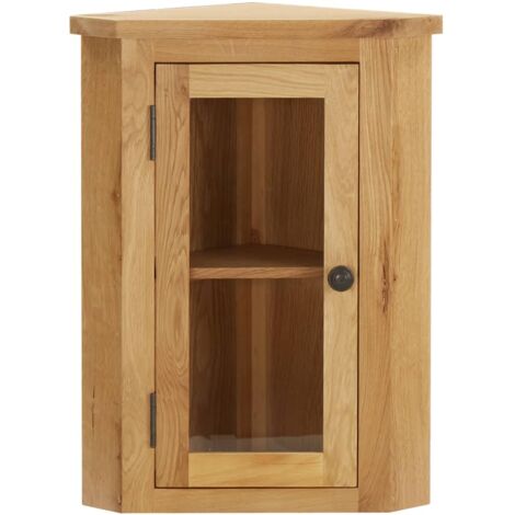 vidaXL Wall-mounted Corner Cabinet 45x28x60 cm Solid Oak Wood - Brown