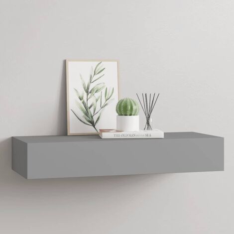 vidaXL Wall-mounted Drawer Shelf Grey 60x23,5x10cm MDF