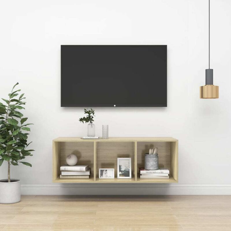 Wall-mounted Tv Cabinet Sonoma Oak 37x37x107 Cm Engineered Wood Vidaxl