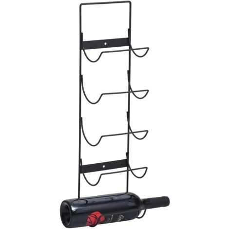 vidaXL Wall Mounted Wine Rack for 5 Bottles Black Iron
