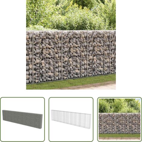 vidaXL Wand aus Stahl - Gabionenwand mit Abdeckung Verzinkter Stahl 600×30×150 cm