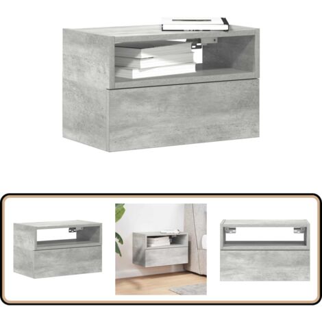 vidaXL Wand-Nachttisch Betongrau 45x26x28,5 cm