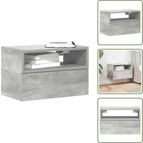 vidaXL Wand-Nachttisch Betongrau 45x26x28,5 cm