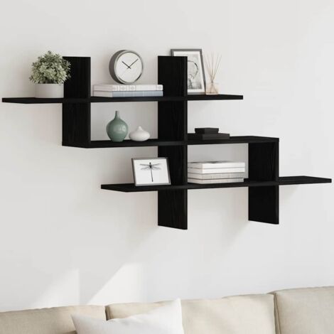 vidaXL Wandregal Schwarz Eichen-Optik 124,5x18x60,5 cm Holzwerkstoff