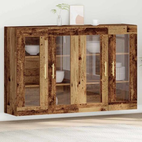 vidaXL Wandregal Set aus 2 Altholz Massivholz 139 x 34 x 90 cm