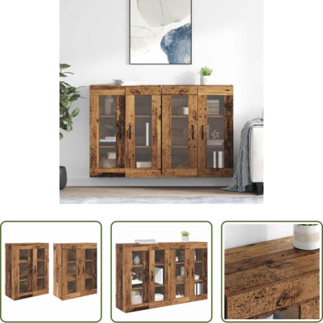 vidaXL Wandregal -  Wandschränke 2 pcs Altholz 69,5 x 34 x 90 cm Holzwerkstoff