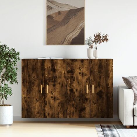 vidaXL Wandregale 2 Stück Räuchereiche Holzwerkstoff
