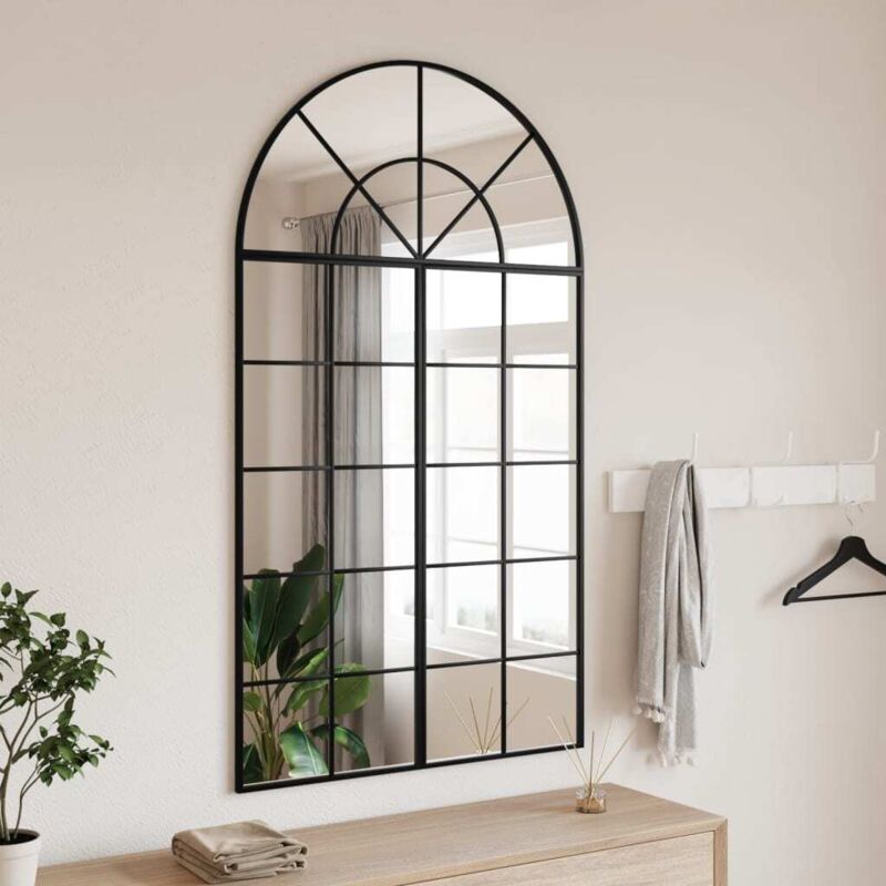 Maisonchic - Vidaxl Wandspiegel Schwarz 80x140 Cm Gewölbt Eisen