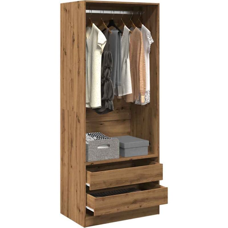Wardrobe Artisian Oak 80x50x200 Cm Engineered Wood Vidaxl