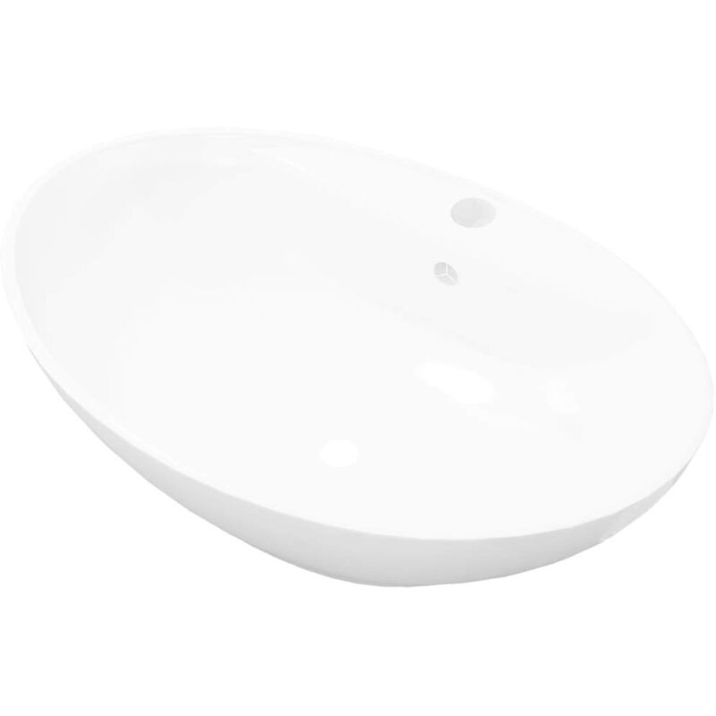 Luxus-keramikbecken Oval Mit Überlauf Und Wasserhahnloch Vidaxl