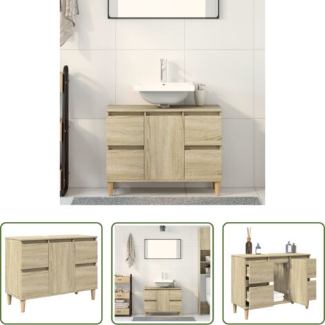 vidaXL Waschbecken Schrank -  Waschbeckenunterschrank Sonoma-Eiche 80x33x60 cm Holzwerkstoff