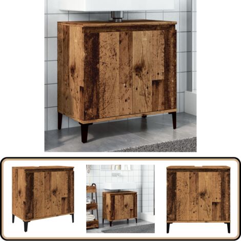 vidaXL Waschbeckenunterschrank Altholz-Optik 58x33x60 cm Holzwerkstoff