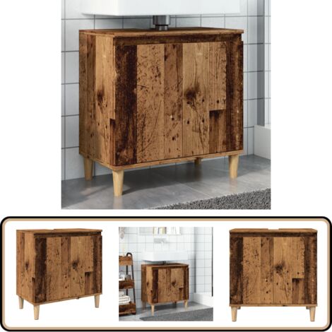 vidaXL Waschbeckenunterschrank Altholz-Optik 58x33x60 cm Holzwerkstoff