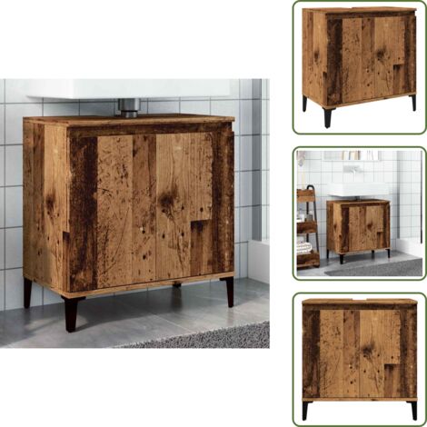 vidaXL Waschbeckenunterschrank Altholz-Optik 58x33x60 cm Holzwerkstoff