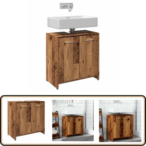 vidaXL Waschbeckenunterschrank Altholz-Optik 60x33x60 cm Holzwerkstoff