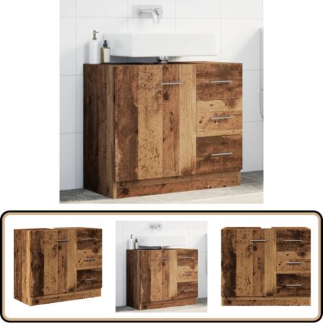 vidaXL Waschbeckenunterschrank Altholz-Optik 63x30x54 cm Holzwerkstoff