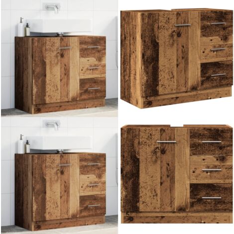 vidaXL Waschbeckenunterschrank Altholz-Optik 63x30x54 cm Holzwerkstoff