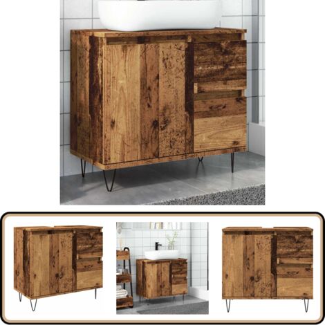 vidaXL Waschbeckenunterschrank Altholz-Optik 65x33x60 cm Holzwerkstoff