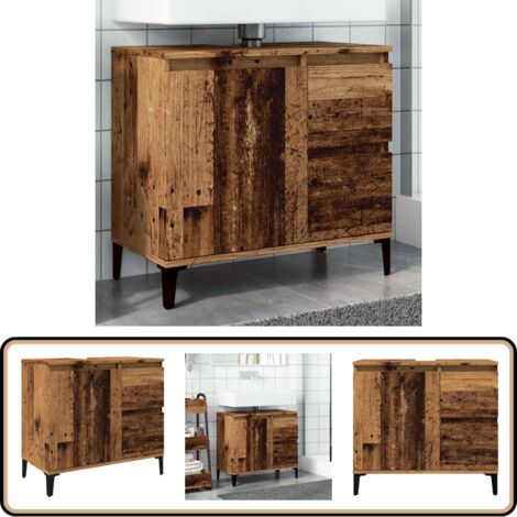 vidaXL Waschbeckenunterschrank Altholz-Optik 65x33x60 cm Holzwerkstoff