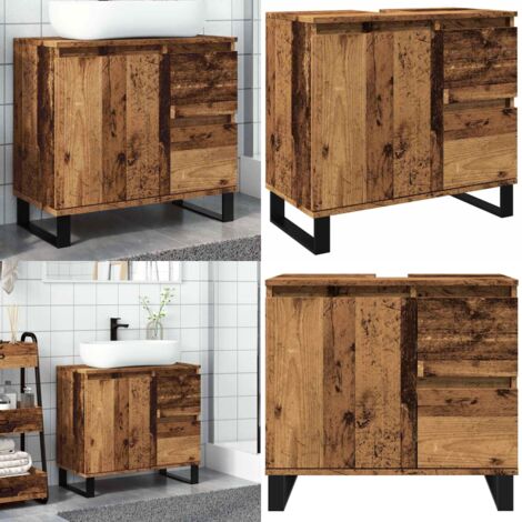vidaXL Waschbeckenunterschrank Altholz-Optik 65x33x60 cm Holzwerkstoff