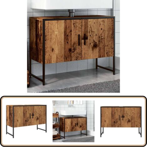 vidaXL Waschbeckenunterschrank Altholz-Optik 80x33x60 cm Holzwerkstoff