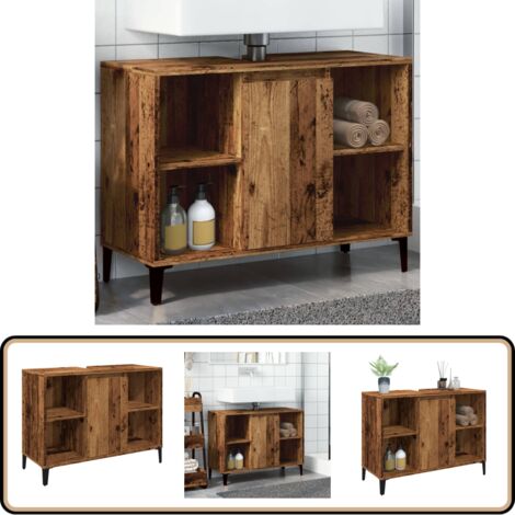 vidaXL Waschbeckenunterschrank Altholz-Optik 80x33x60 cm Holzwerkstoff