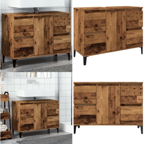 vidaXL Waschbeckenunterschrank Altholz-Optik 80x33x60 cm Holzwerkstoff