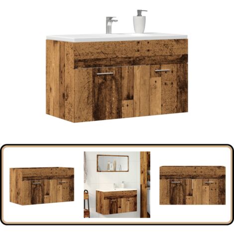 vidaXL Waschbeckenunterschrank Altholz-Optik 80x38,5x46 cm