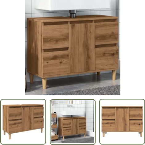 vidaXL Waschbeckenunterschrank Artisan-Eiche 80x33x60 cm Holzwerkstoff